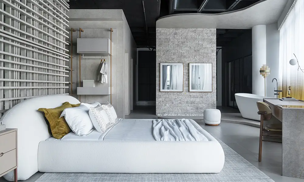 dormitorio planejado na cor cloud dancer